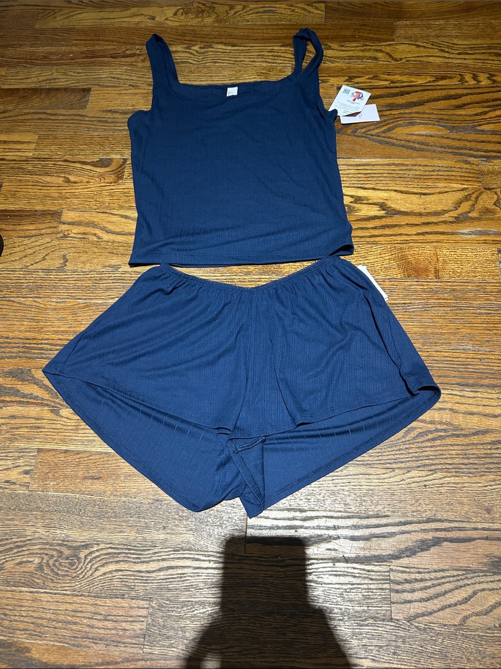 Auden Navy Ribbed Tank & Short Sleep Set - Picture 1 of 11
